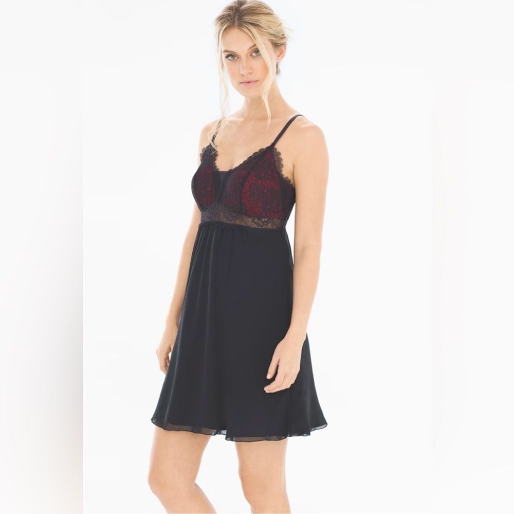 Soma Breathtaking Sleep Chemise Nightgown ightgown Size Small Color Black/Ruby